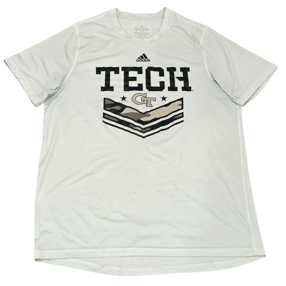Adidas Georgia Tech Yellow Jackets Creator Tee Aeroready Shirt Mens Large Gray